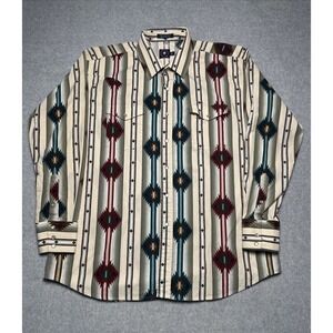 Panhandle Slim Men's Size XL Aztec Print Pearl Snap Long Sleeve Western Shirt
